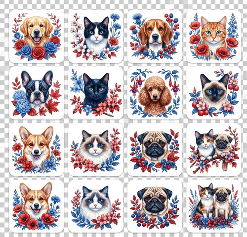 16x cute cats and dogs - cats, faces