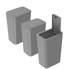 3Pack Grey Plastic Bin with