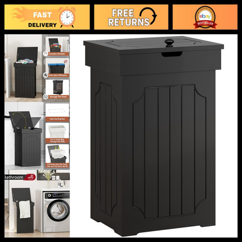 Freestanding black trash can - black,